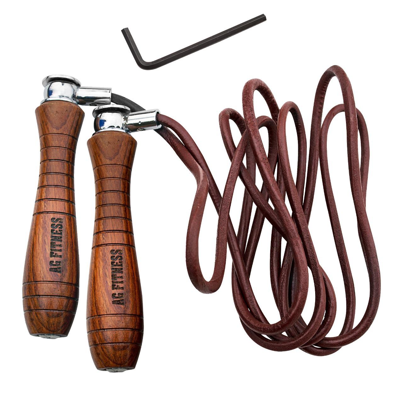 AG Fitness Adjustable Leather Skipping Rope