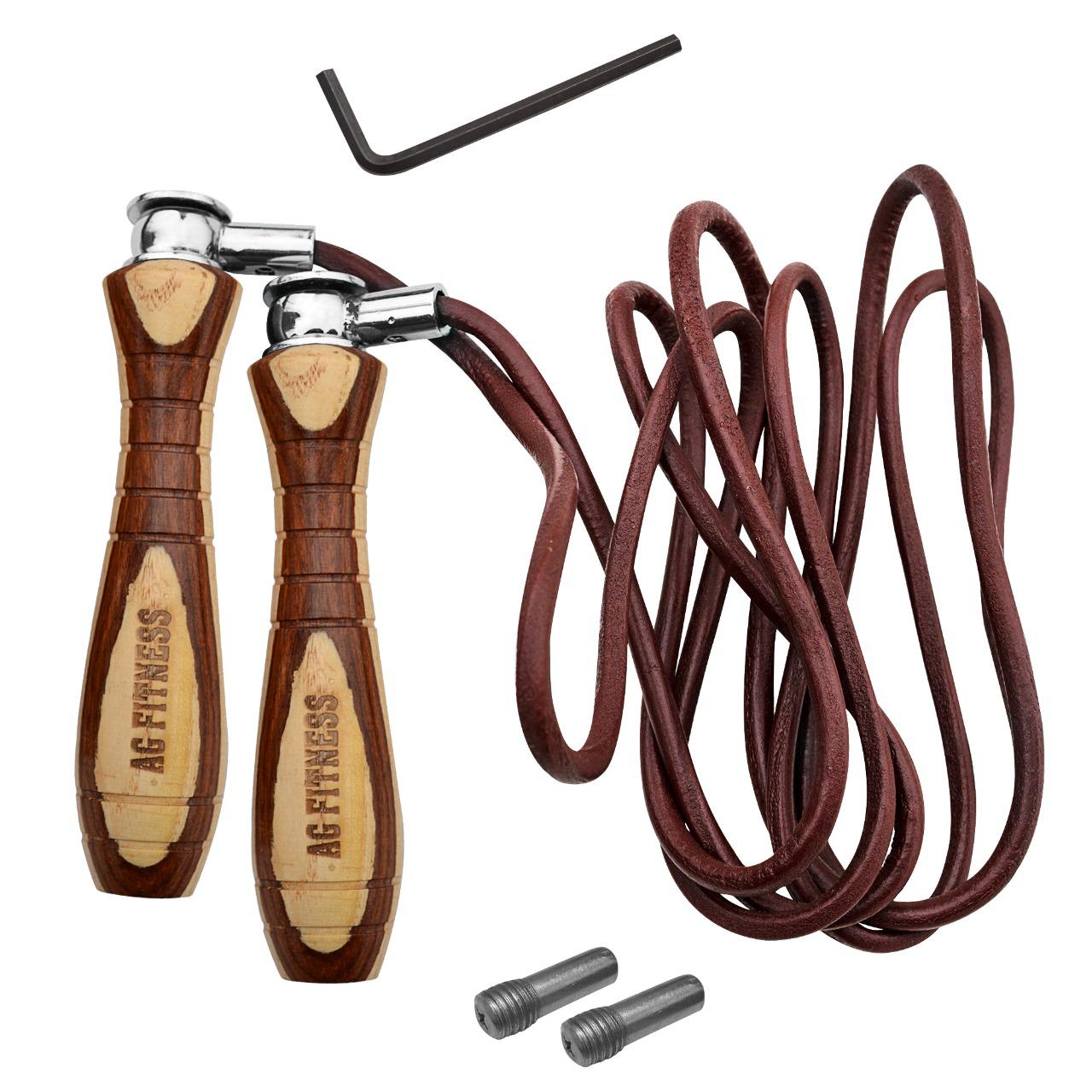AG Fitness Adjustable Leather Skipping Rope
