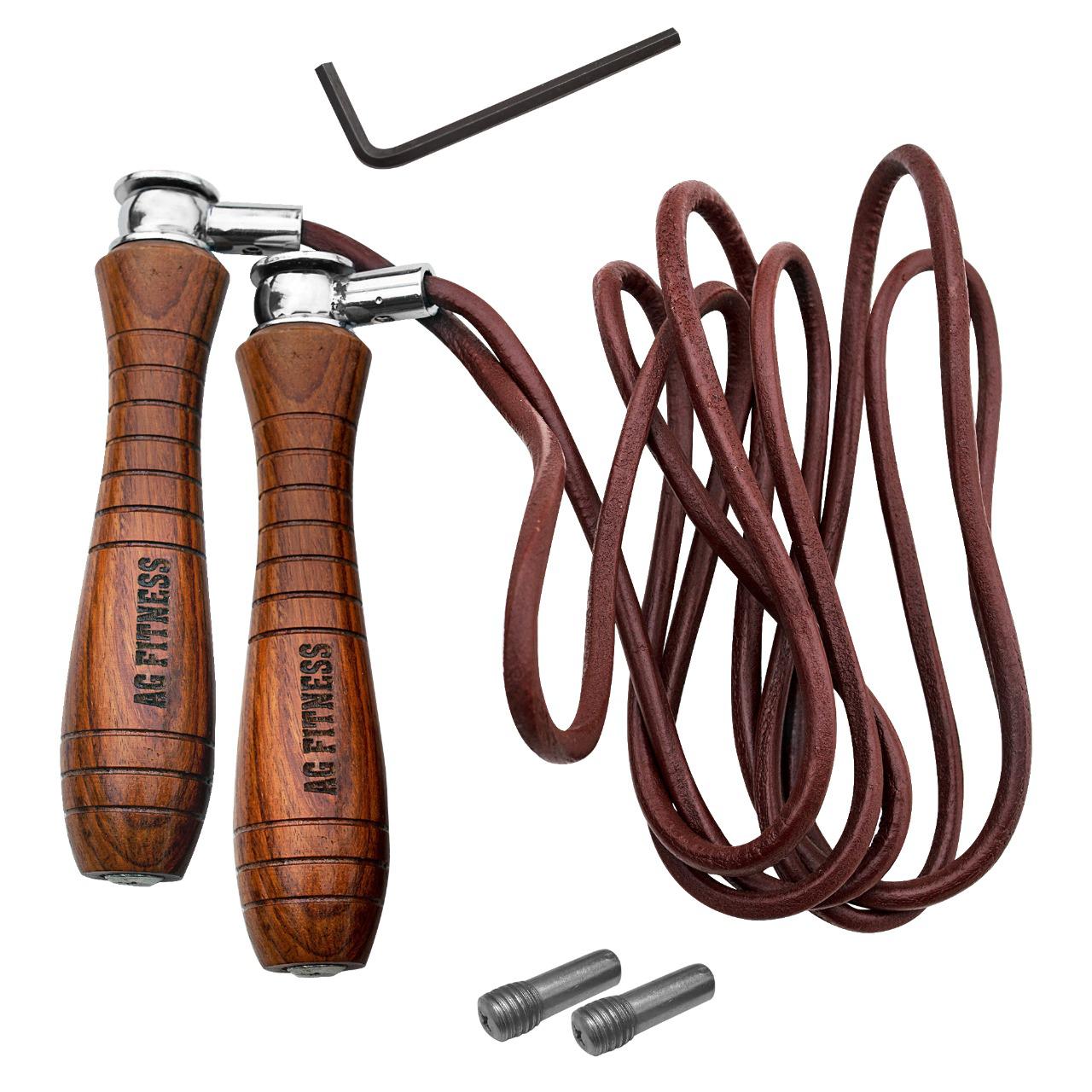 AG Fitness Adjustable Leather Skipping Rope